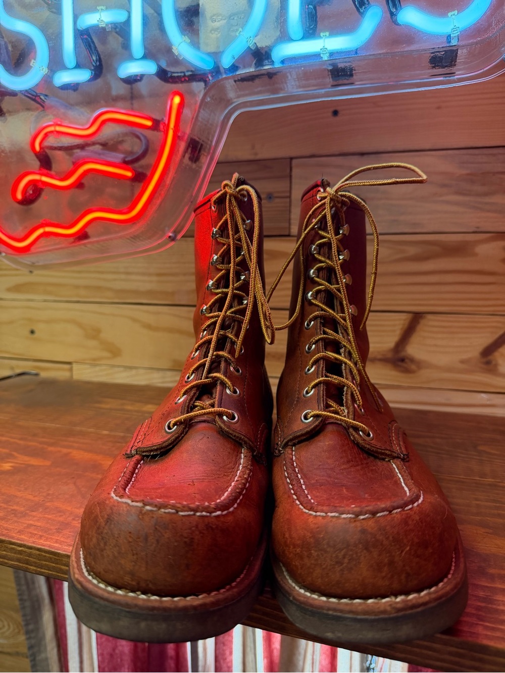 Vtg Red Wing Moc Toe Boots #214 1970 Size 9.5 D Flat Crepe Soles Rare! 🔥🔥